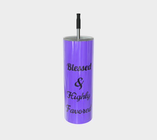 Quench Cove Tumbler (Blessed & Highly Favored) In Glossy Purple