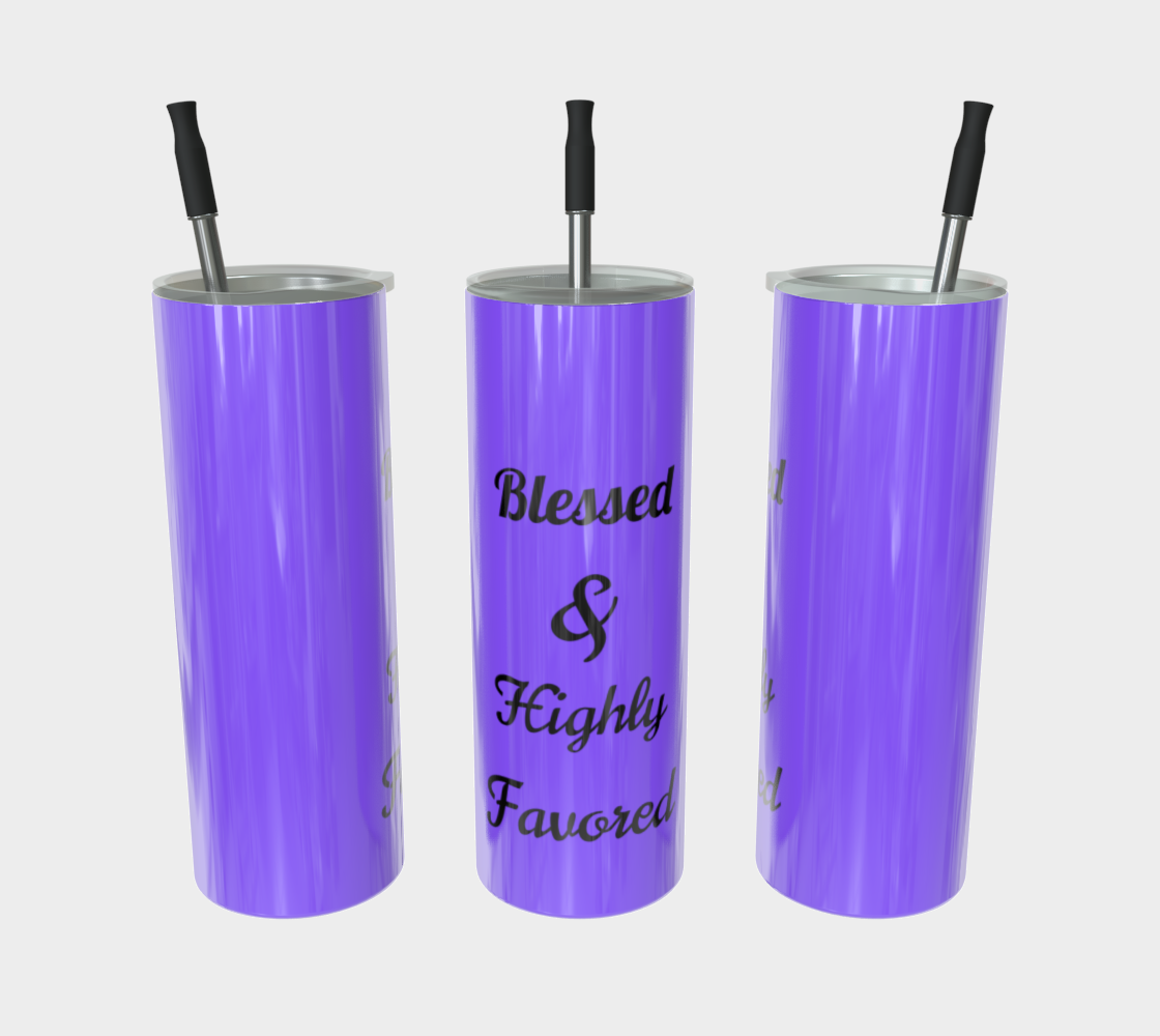 Quench Cove Tumbler (Blessed & Highly Favored) In Glossy Purple
