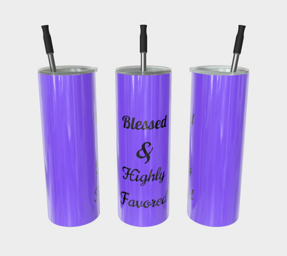 Quench Cove Tumbler (Blessed & Highly Favored) In Glossy Purple